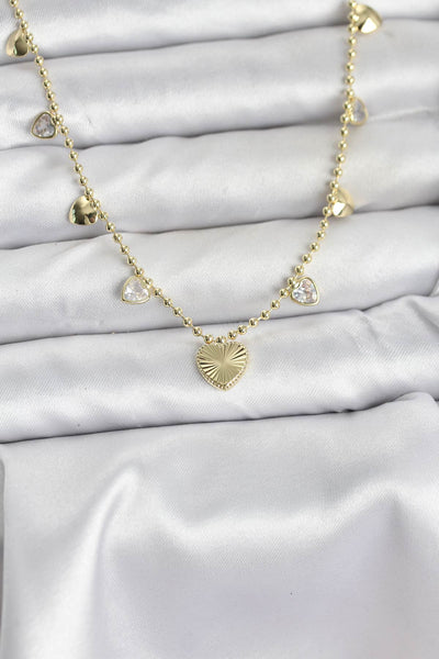 Pirinç Gold Renk Kalp Model Kadın Kolye TG27BKO10643