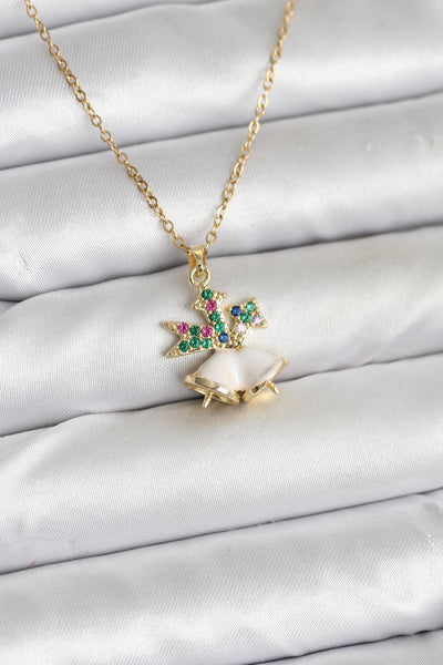 316L Çelik Zincir Gold Renk Chirtsmas Bell Model Yılbaşı Temalı Kadın Kolye TG27BKO10706