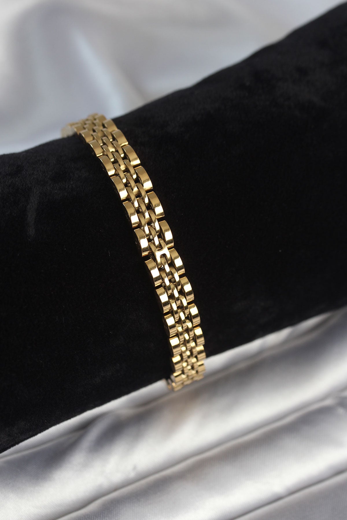 316L Çelik 7 mm Kalınlıkta Gold Renkli Erkek Bileklik TG27EB3767 - Çok Renkli / Standart