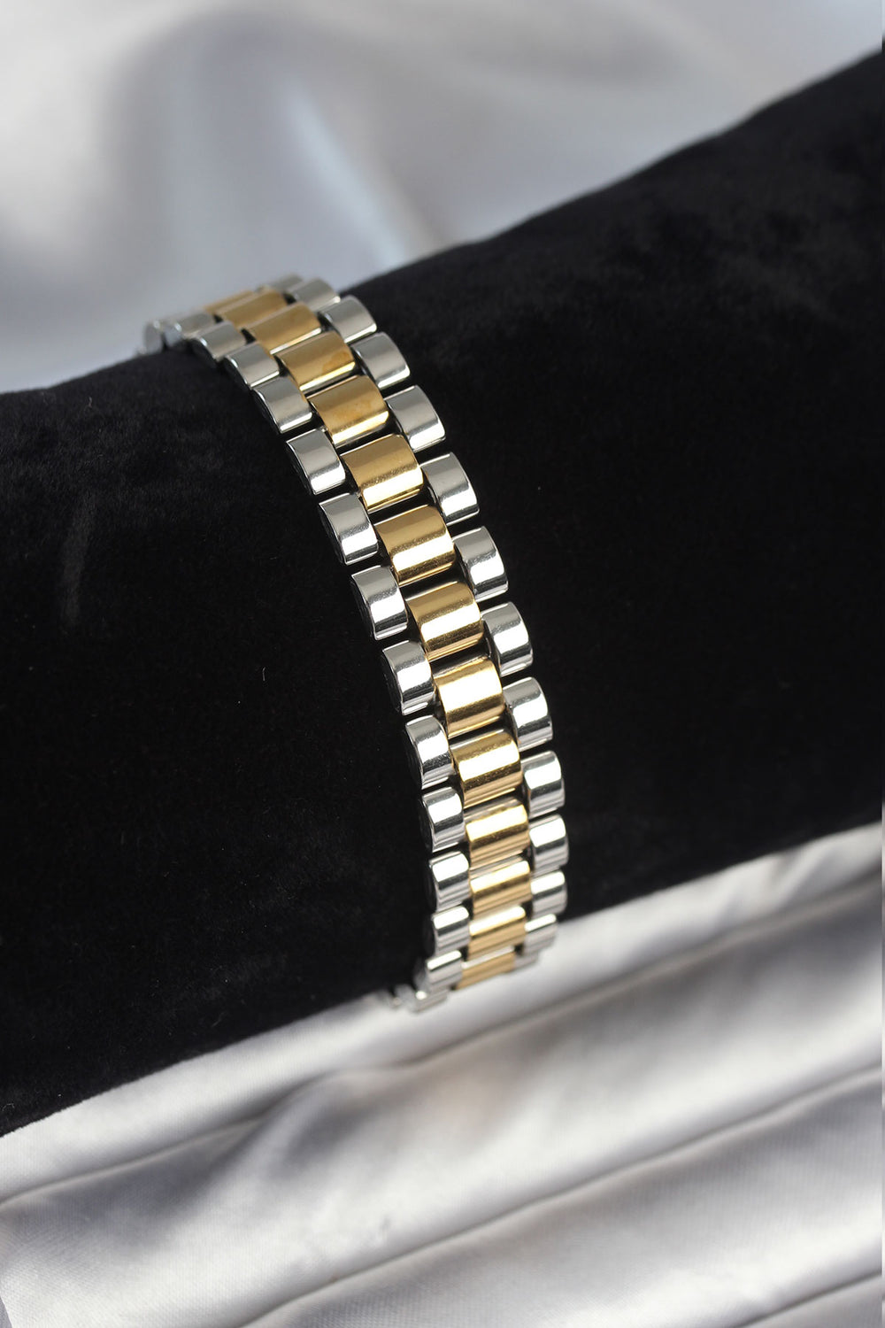 316L Çelik Gold ve Gümüş Renk 12 mm Kalınlık Erkek Bileklik TG27EB3775