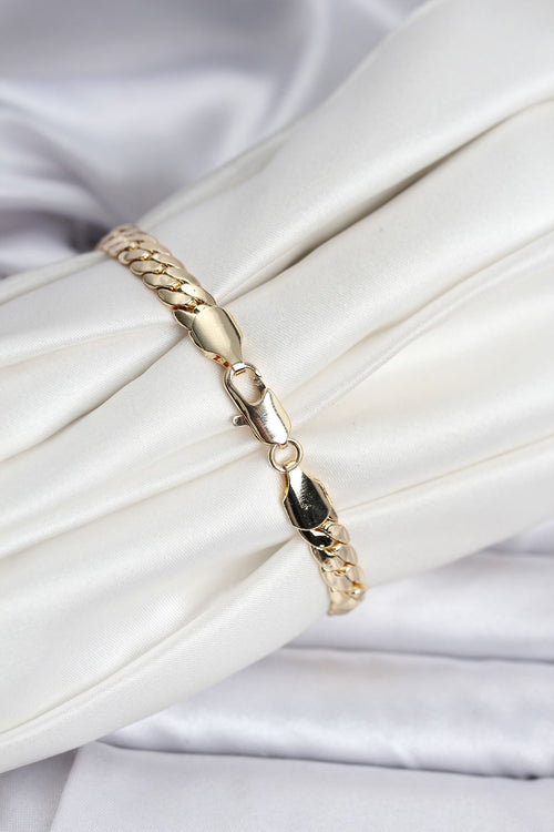 14K Gold Renk Kaplama Ezme Zincir Model Kadın Bileklik TG27BB8116