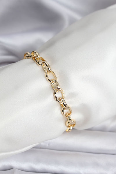 14K Gold Renk Kaplama Lazerli Zincir Model CM Kadın Bileklik TG27BB8120