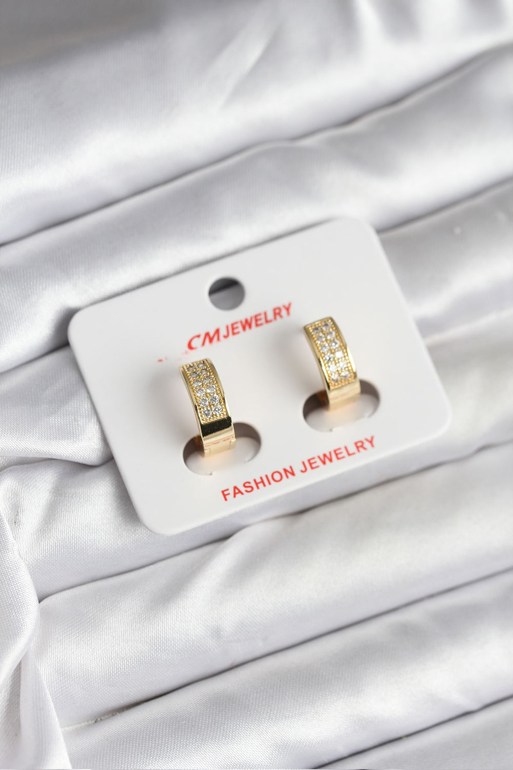 14K Gold Renk Kaplama Zirkon Taşlı Halka CM Kadın Küpe TG27BKP11428