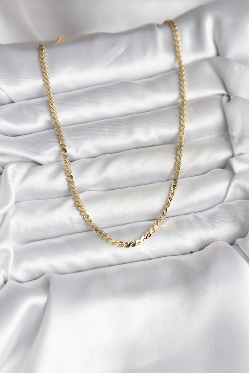 14K Gold Renk Kaplama Ezme Yılan Zincir Model CM Kadın Kolye TG27BKO10735