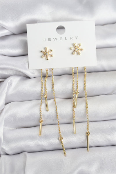 Çiçek Model Gold Pirinç Sallantılı Kadın Küpe TG27BKP11465