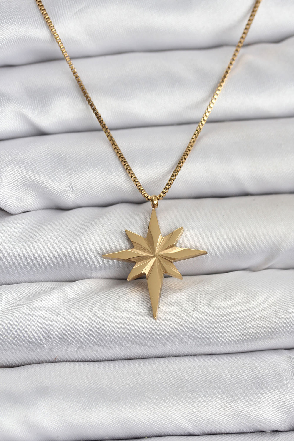 316L Çelik Zincir Gold Renk Kutup Yıldızı Model 60 cm Zincir Kadın Kolye TG27BKO10759