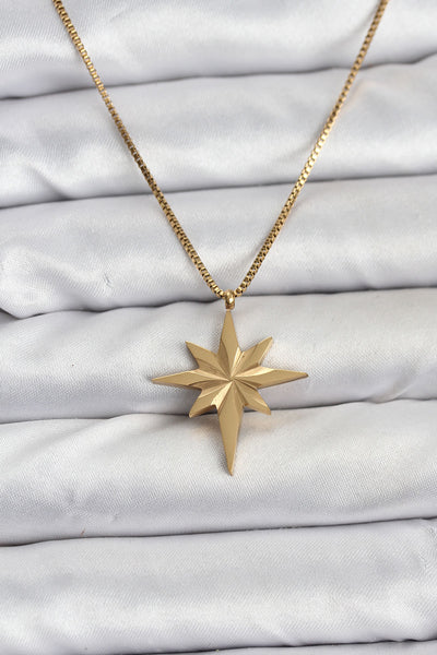 316L Çelik Zincir Gold Renk Kutup Yıldızı Model 60 cm Zincir Kadın Kolye TG27BKO10759