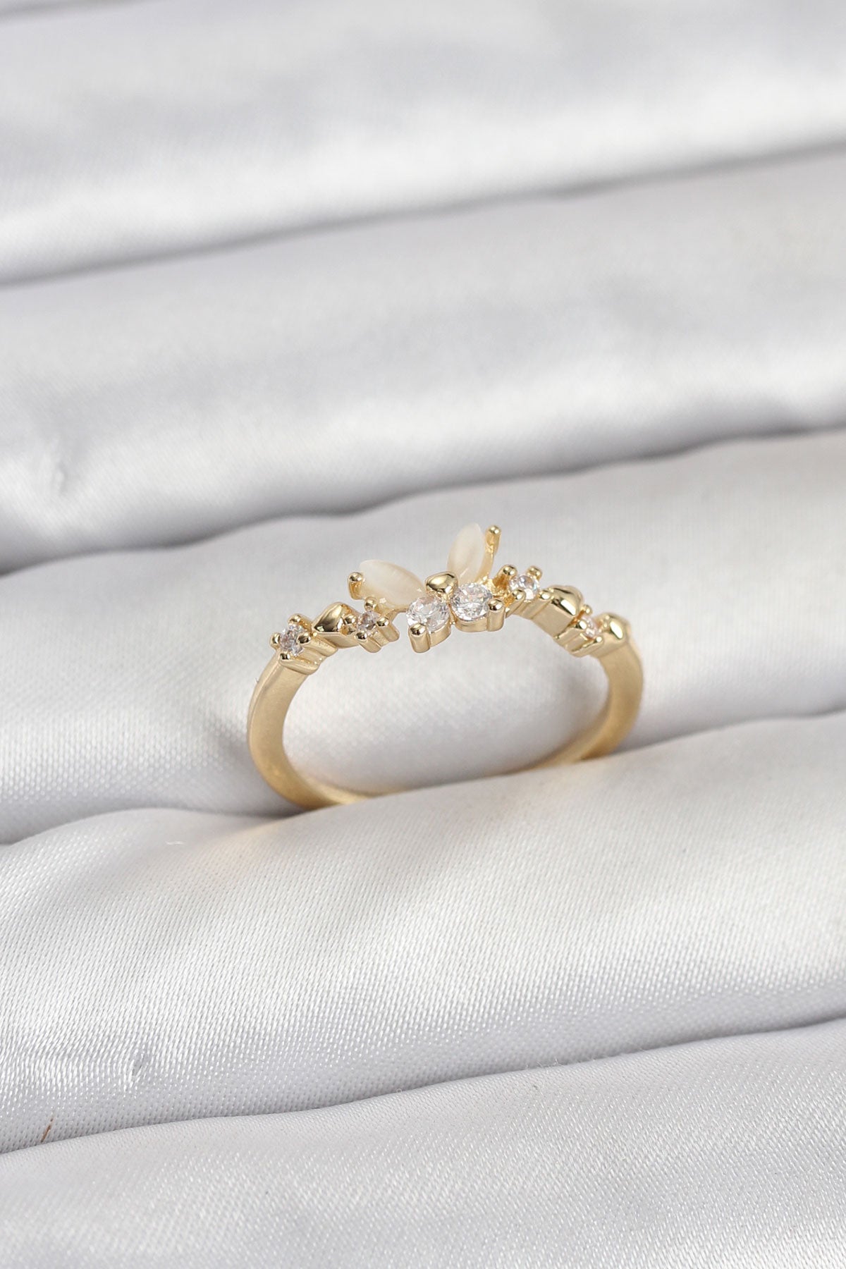 Kelebek Model Gold Renk Pirinç Kadın Yüzük TG27BYK3921 - Çok Renkli / Standart