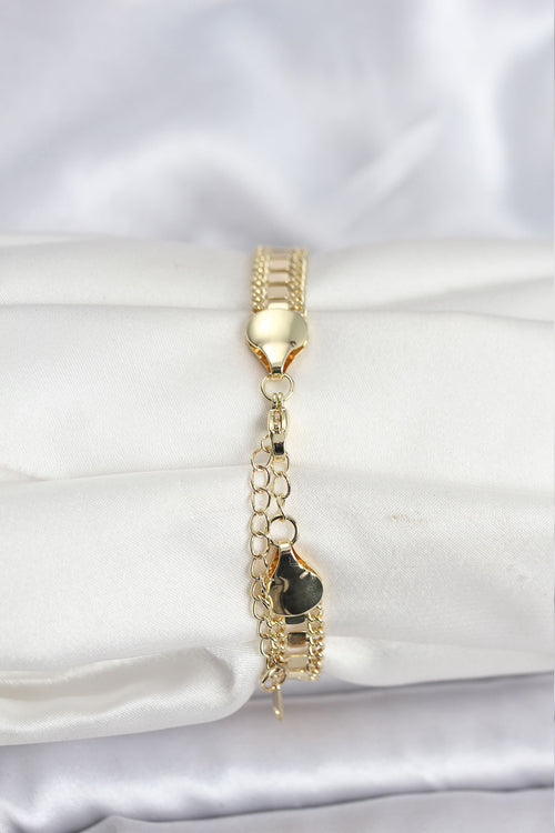 316L Çelik Gold Renk Pullu Zincir Model Kadın Bileklik TG27BB8159 - görsel 2
