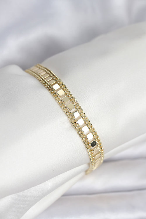 316L Çelik Gold Renk Pullu Zincir Model Kadın Bileklik TG27BB8159