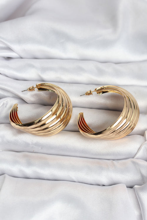 316L Çelik Gold Renk Yarım Halka Model Kadın Küpe TG27BKP11502