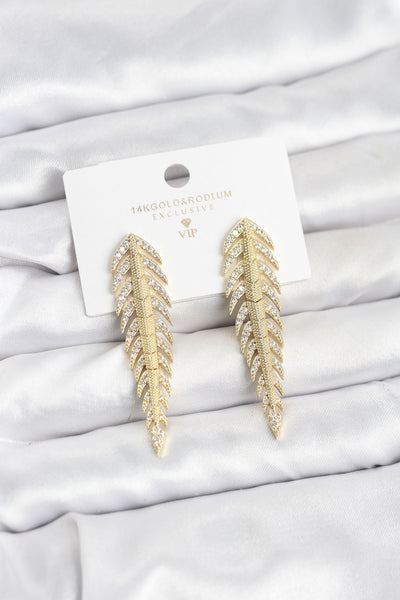 Pirinç Gold Renk Balık Sırtı Model Zirkon Taşlı Kadın Küpe TG27BKP11516