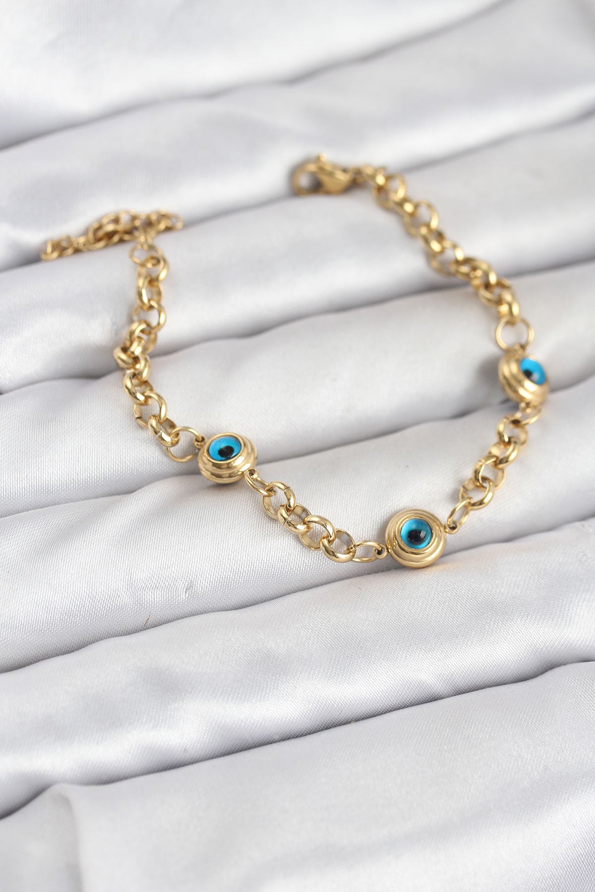 316L Çelik Nazar Model Gold Renk Kadın Bileklik TG27BB8166 - Çok Renkli / Standart