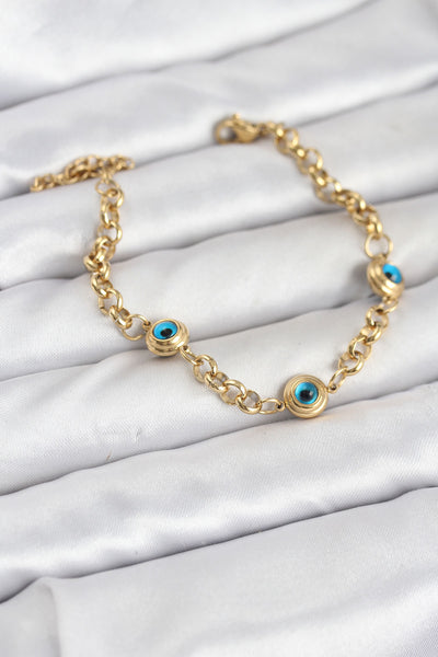 316L Çelik Nazar Model Gold Renk Kadın Bileklik TG27BB8166