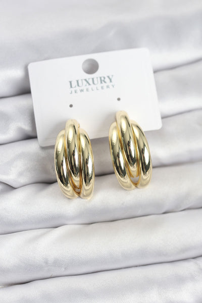 Gold Renk Pirinç Yarım Halka Model Kadın Küpe TG27BKP11602
