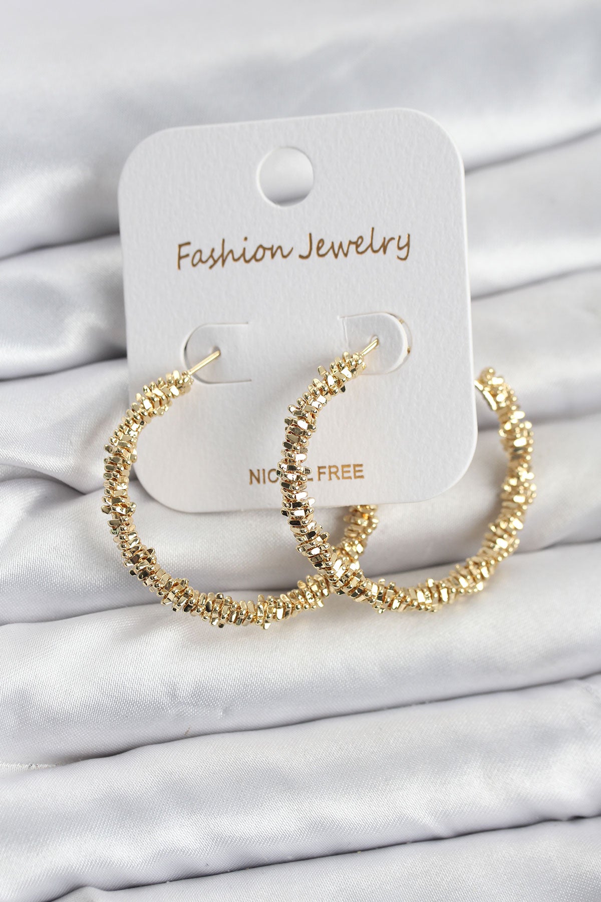 Pirinç Gold Renk Tırtıklı Halka Model Kadın Küpe TG27BKP11606 - Çok Renkli / Standart