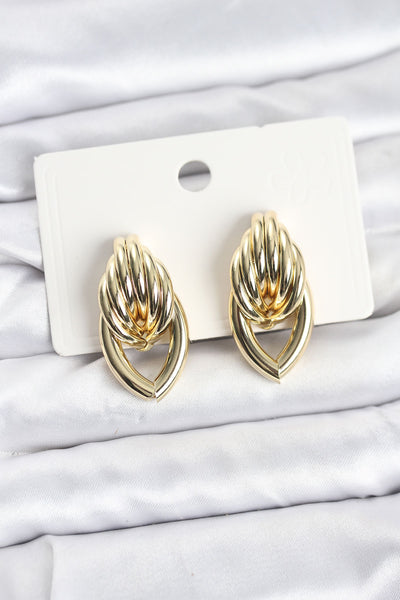 Pirinç Gold Renk Sarmal Damla Model Vintage Kadın Küpe TG27BKP11638