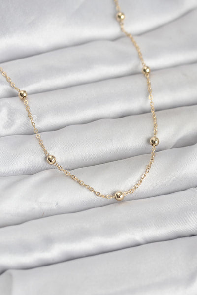 CM 14K Gold Renk Pirinç Top Zincirli 60 cm Kadın Kolye TG27BKO10940
