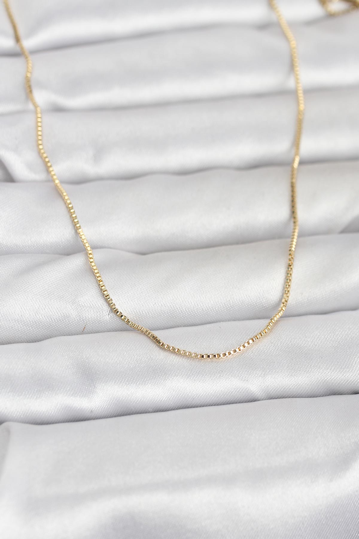 CM 14K Gold Renk İnce Kare Zincirli Model 60 cm Kadın Kolye TG27BKO10956 - Çok Renkli / Standart