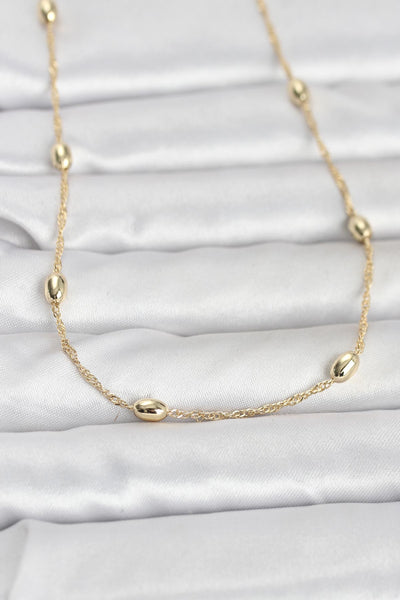 CM 14K Gold Renk Topçuklu Burgu Zincir Model 60 cm Kadın Kolye TG27BKO10963