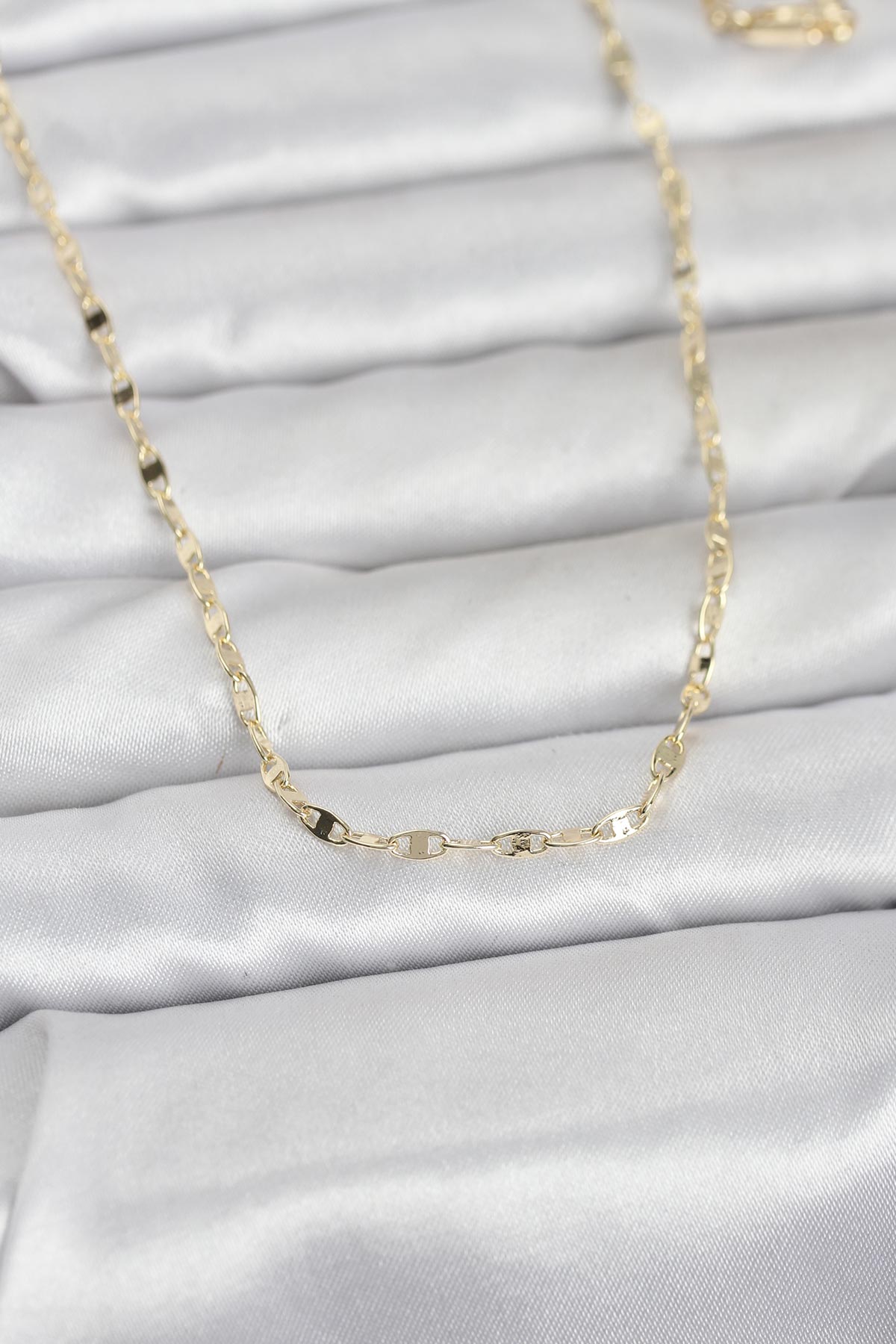 CM 14K Gold Renk Yassı Gemici Zincir Model 60 cm Kadın Kolye TG27BKO10967 - Çok Renkli / Standart