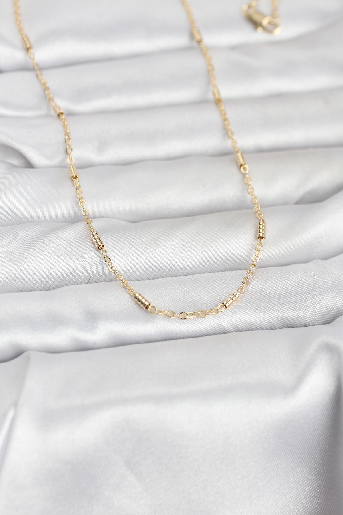 CM 14K Gold Renk Bar Zincir Model 60 cm Kadın Kolye TG27BKO10973 - Çok Renkli / Standart