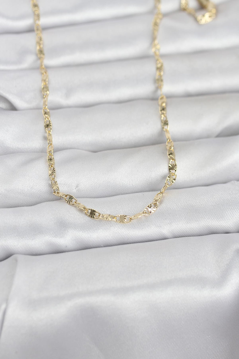 CM 14K Gold Renk Lazerli Gemici Zincir Model 60 cm Kadın Kolye TG27BKO10974