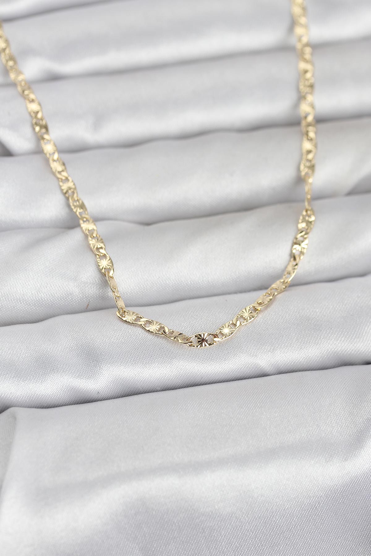 CM 14K Gold Renk Lazer Zincirli Model 60 cm Kadın Kolye TG27BKO10976 - Çok Renkli / Standart