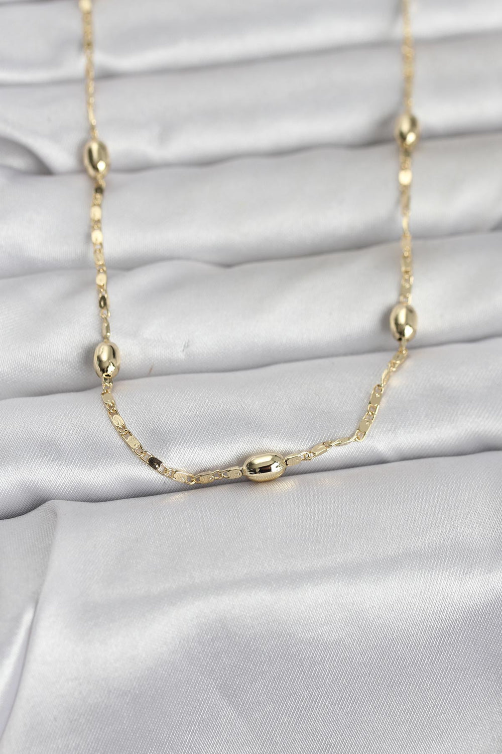 CM 14K Gold Renk Damla Topçuklu Zincir Model 60 cm Kadın Kolye TG27BKO10977