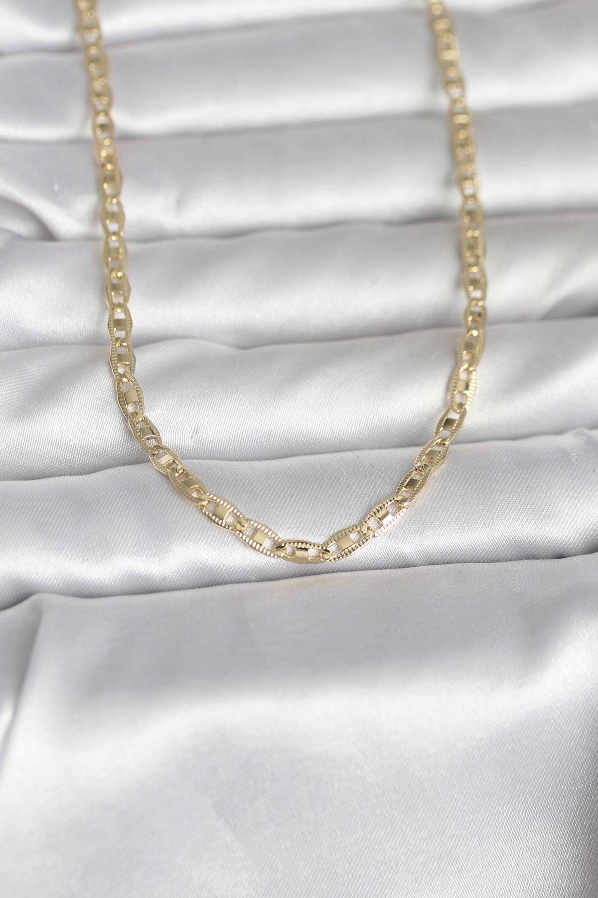 CM 14K Gold Renk Lazer Kesim Zincirli Model 60 cm Kadın Kolye TG27BKO10981 - Çok Renkli / Standart