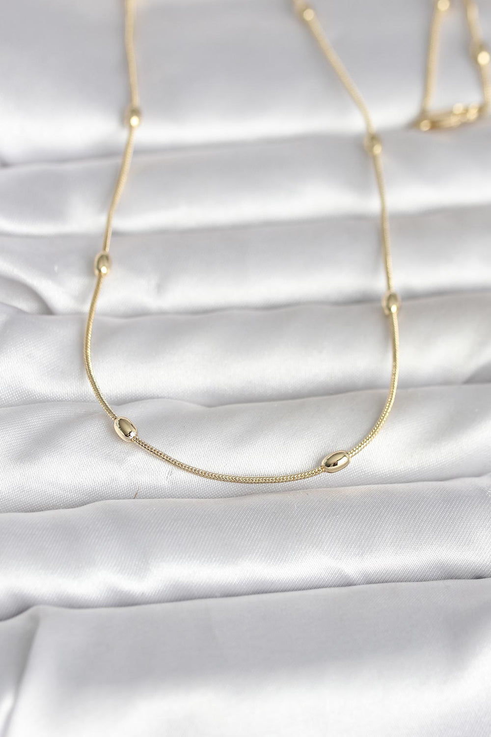 CM 14K Gold Renk Yılan Zincirli Damla Topçuk Model 60 cm Kadın Kolye TG27BKO10990
