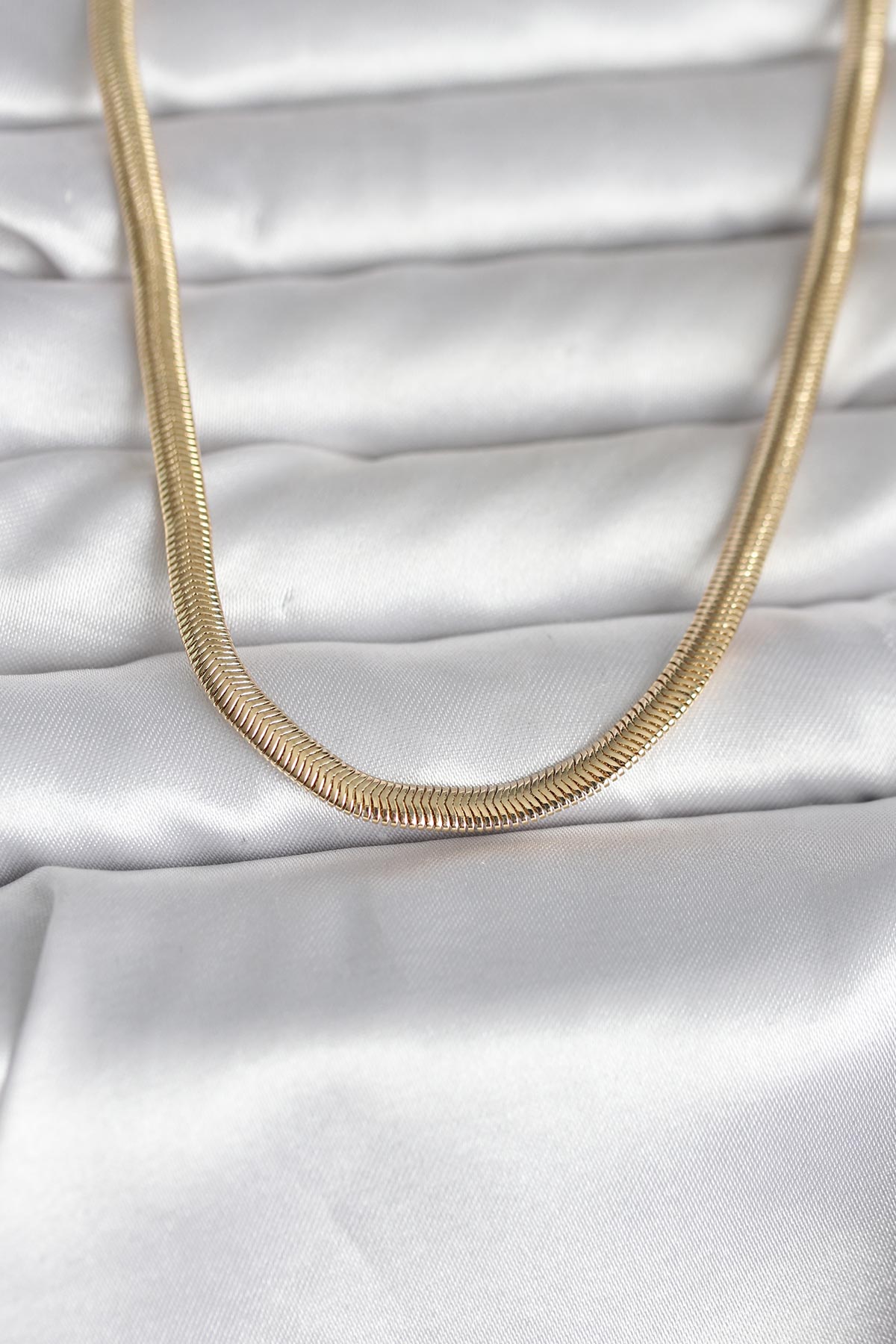 CM 14K Gold Renk Yassı Yılan Zincir Model 45 cm Kadın Kolye TG27BKO11005 - Çok Renkli / Standart