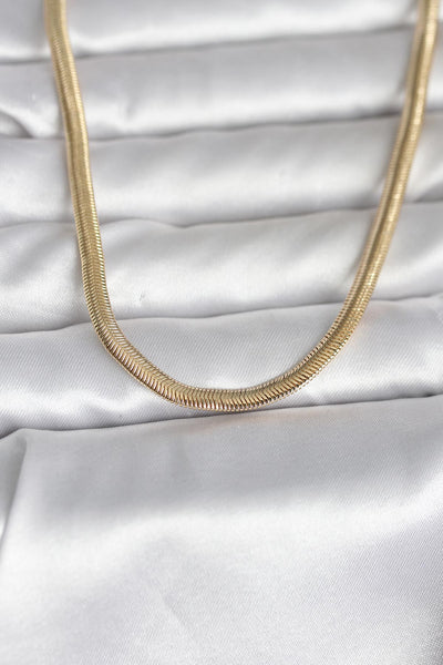 CM 14K Gold Renk Yassı Yılan Zincir Model 45 cm Kadın Kolye TG27BKO11005