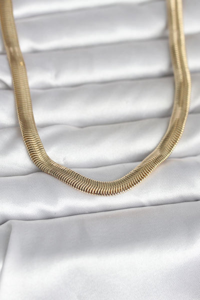 CM 14K Gold Renk Kalın Yassı Yılan Zincir Model 45 cm Kadın Kolye TG27BKO11006