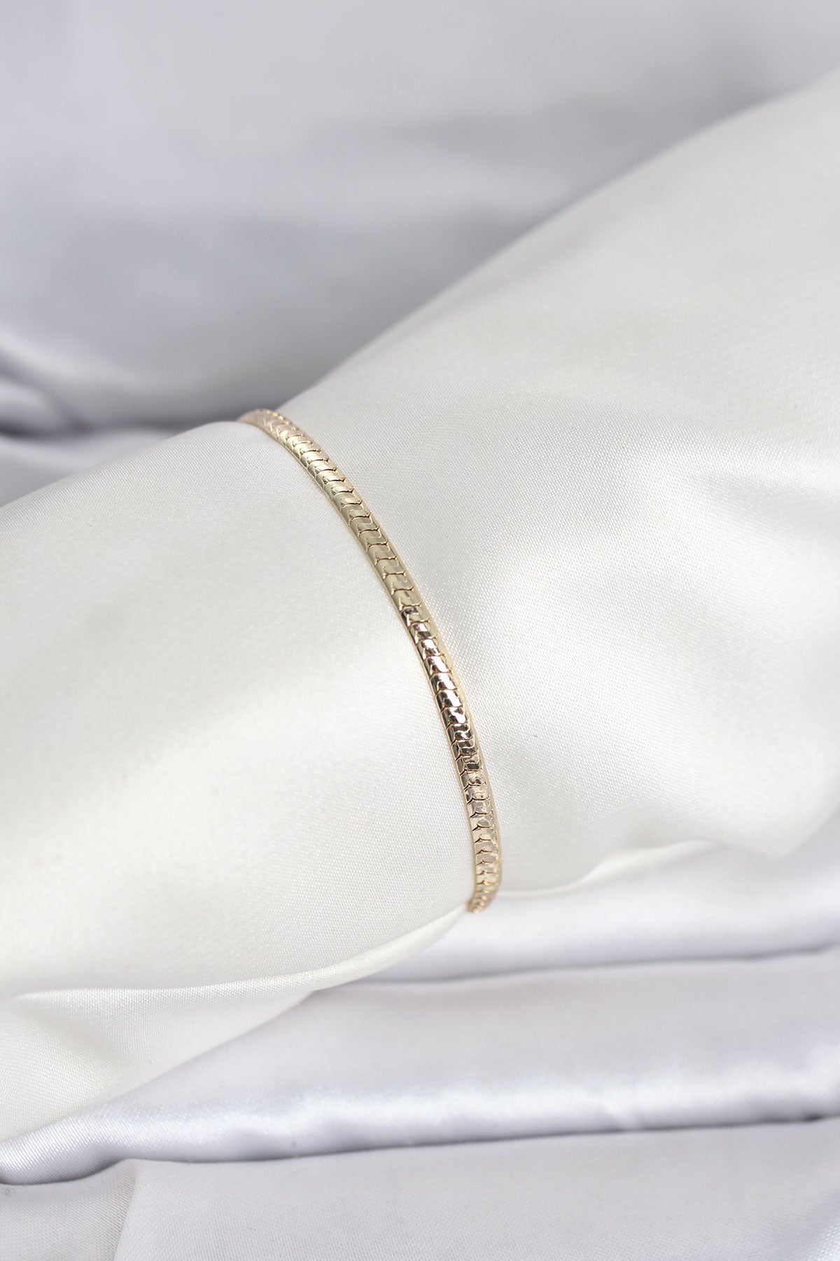 CM 14K Gold Renk Yassı Zincir Model Kadın Bileklik TG27BB8291 - Çok Renkli / Standart