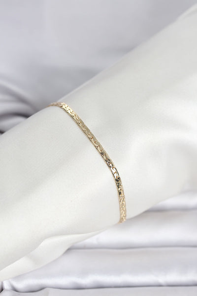 CM 14K Gold Renk Yassı Ezme Zincir Model Kadın Bileklik TG27BB8292