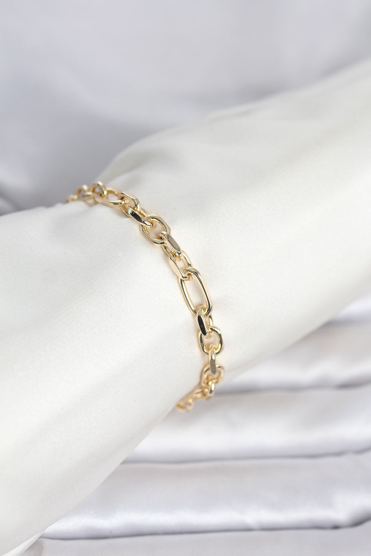 CM 14K Gold Renk Kalın Zincir Model Kadın Bileklik TG27BB8304 - Standart / Standart