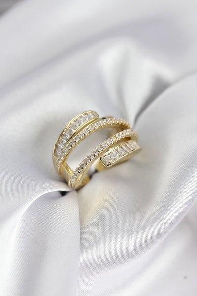 Sarmal Zirkon Baget Taşlı Gold Renk Kadın Yüzük TG27BYK3930