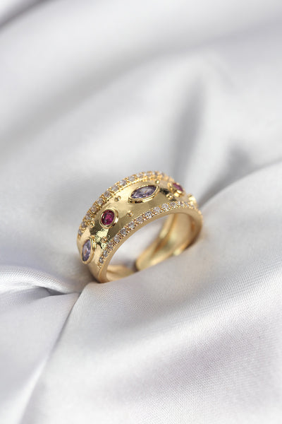 Gold Renk Zirkon Taşlı Vintage Kadın Yüzük TG27BYK3959