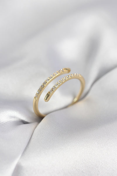 Gold Renk Yılan Kuyruk Model Zirkon Taşlı Kadın Yüzük TG27BYK4028