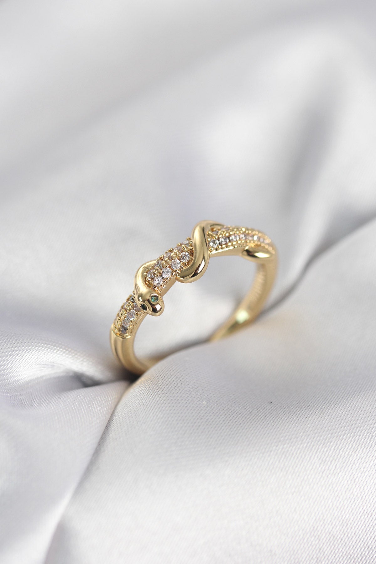 Gold Renk Zirkon Taşlı Sarmal Yılan Model Kadın Yüzük TG27BYK4068 - Çok Renkli / Standart