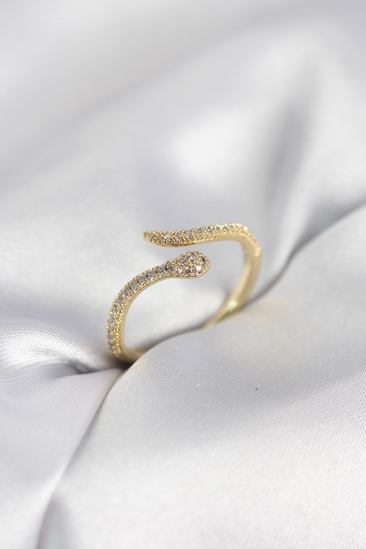 Gold Renk Yılan Model Zirkon Taşlı Kadın Yüzük TG27BYK4133 - Çok Renkli / Standart