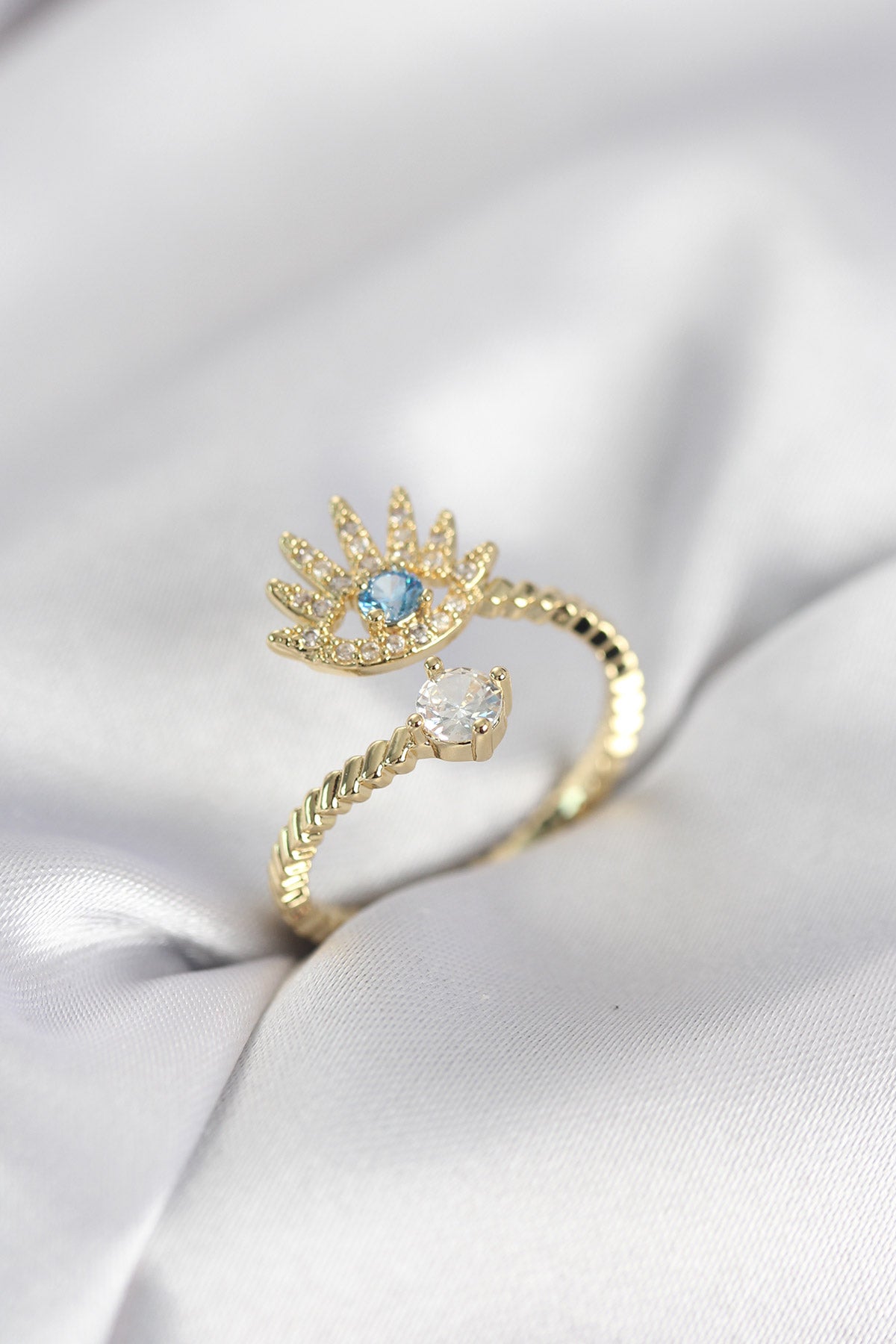 Gold Renk Göz Model Zirkon Taşlı Kadın Yüzük TG27BYK4074 - Çok Renkli / Standart