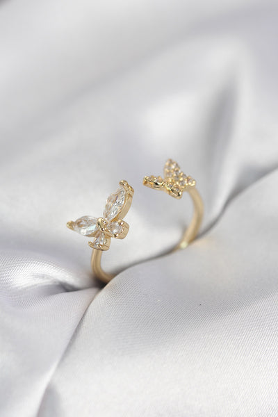 Kelebek Model Zirkon Taşlı Gold Renk Kadın Yüzük TG27BYK4078