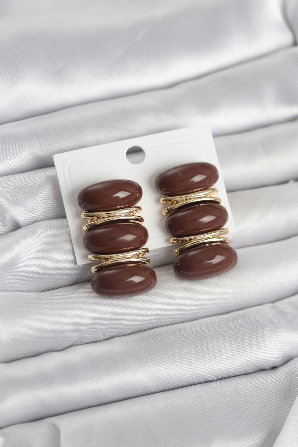 Kahverengi Vintage Model Gold Renk Kadın Küpe TG27BKP11677