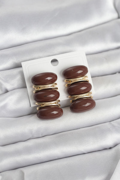 Kahverengi Vintage Model Gold Renk Kadın Küpe TG27BKP11677