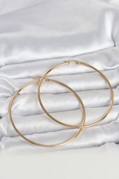 316L Çelik Gold Renk 70 mm Kadın Halka Küpe TG27BKP11687
