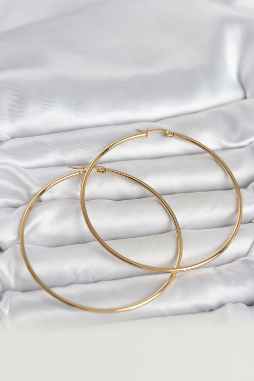 316L Çelik Gold Renk 70 mm Kadın Halka Küpe TG27BKP11687