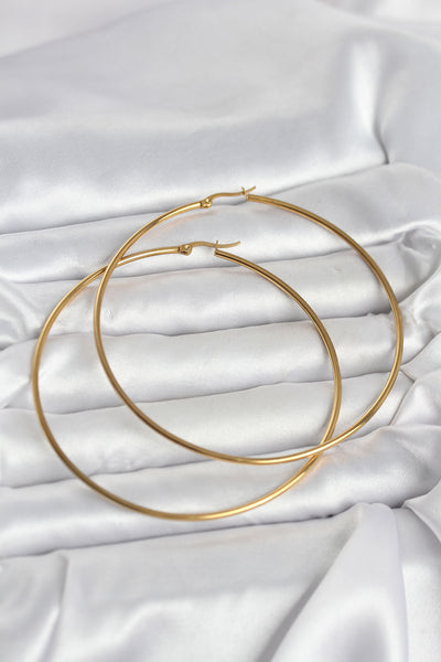 316L Çelik Gold Renk 80 mm Kadın Halka Küpe TG27BKP11688