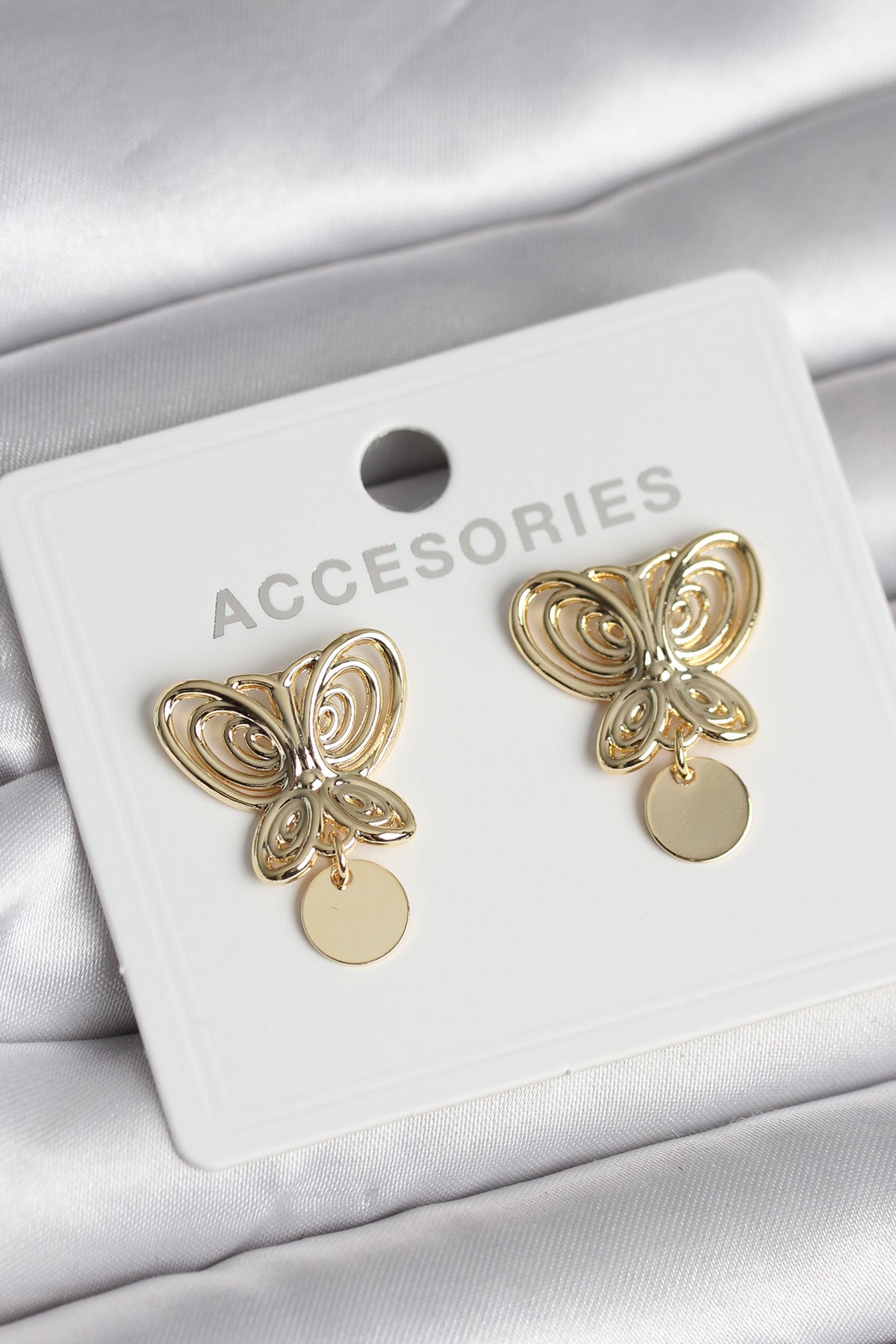 Füsun Küpesi Model Gold Renk Kelebek Model Pirinç Kadın Küpe TG27BKP11721 - Standart / Standart